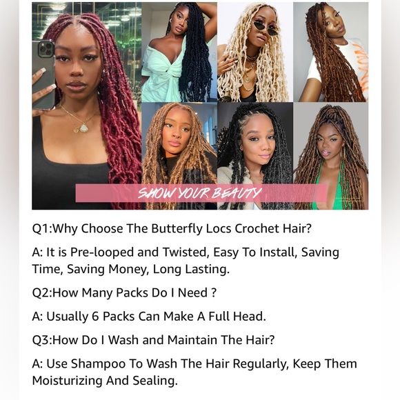 24” 6 Pack Butterfly Locs Crochet Hair Soft Locs Crochet Braids for Black Women - Picture 7 of 10
